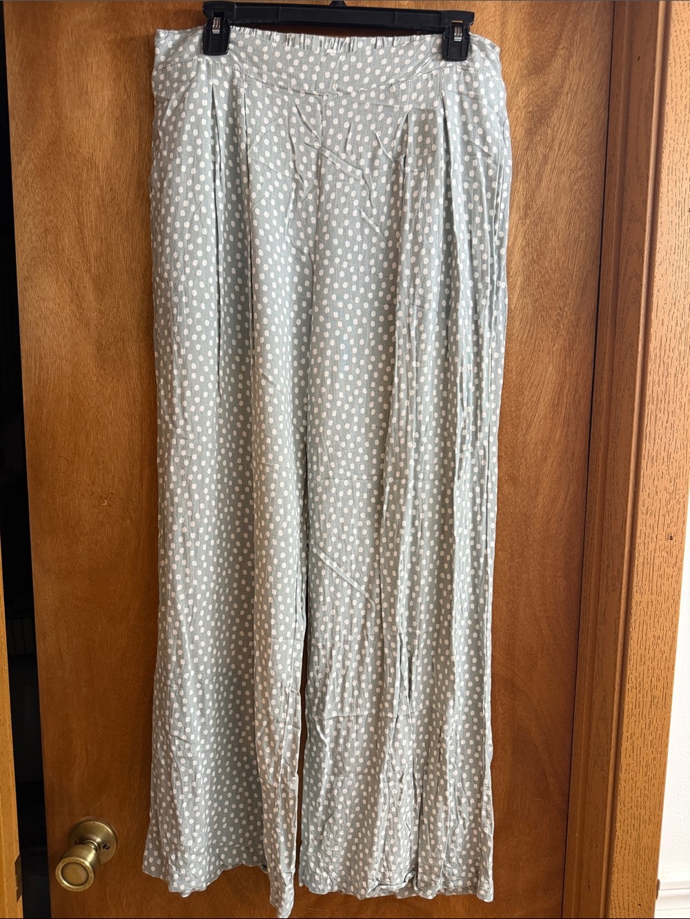 Thread & Supply Light Green Polka Dot Straight Leg Pants